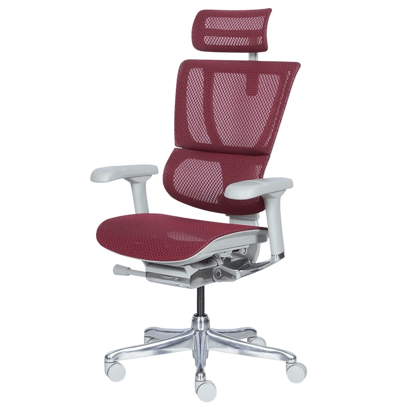 Ергономичен офис стол - IOO Elite 2 сива рамка-червен